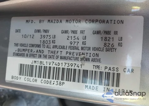 2013 Mazda 3 I из США, поврежденный, VIN JM1BL1V74D1739741